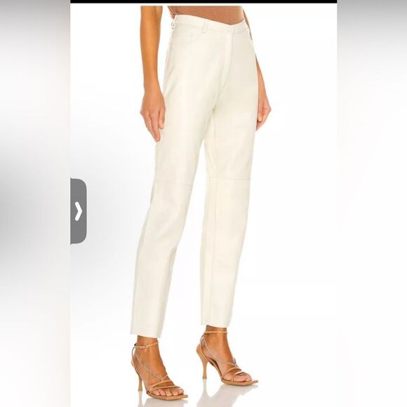 NWT 395.00 Tach Clothing Dilma Leather Pants Ivory Cream Straight Blogger 28 - Picture 4 of 5